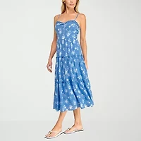 Trixxi Womens Juniors Sweetheart Neck Sleeveless Floral A-Line Dress