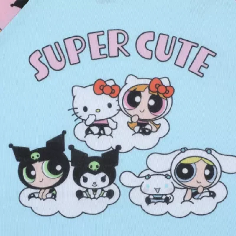 Little & Big Kid Girls Hello Kitty Powerpuff Round Neck Short Sleeve 2-pc. Pajama Sets