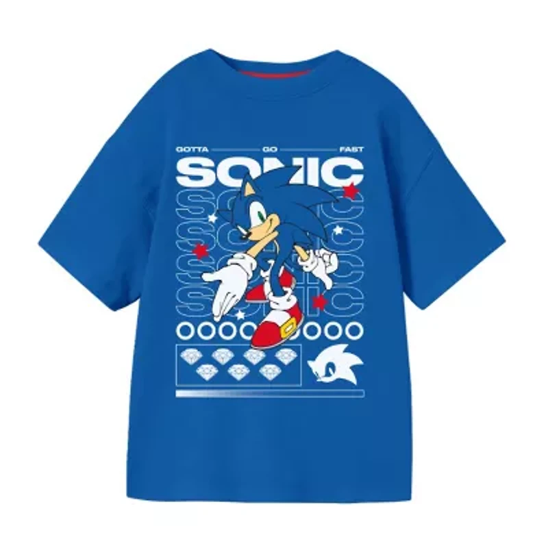 Little & Big Kid Boys Crew Neck Short Sleeve Oversized Sonic the Hedgehog Graphic T-Shirt