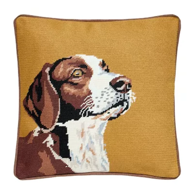 Makers Collective Camp Wandawega Hunting Dog Needlepoint Square Throw Pillow