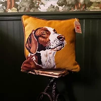 Makers Collective Camp Wandawega Hunting Dog Needlepoint Square Throw Pillow