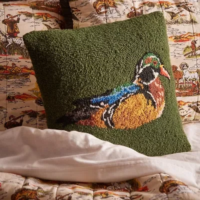 Makers Collective Camp Wandawega Wood Duck Hook Square Throw Pillow