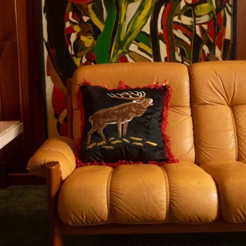 Makers Collective Camp Wandawega Elk Needle-Punched Square Throw Pillow