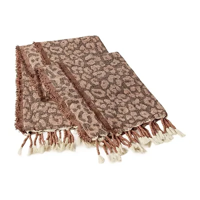 JUNK GYPSY Leopard Woven Blanket With Fringe Throw