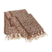 JUNK GYPSY Leopard Woven Blanket With Fringe Throw