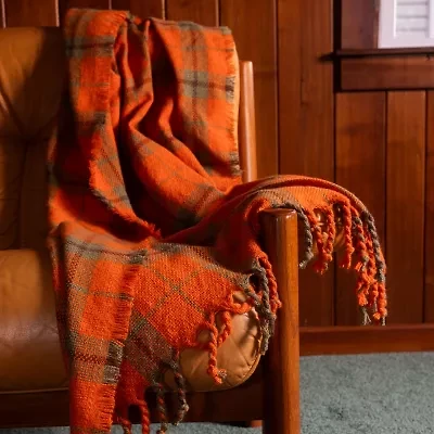 Makers Collective Camp Wandawega Sycamore Plaid Woven Blanket With Fringe Throw