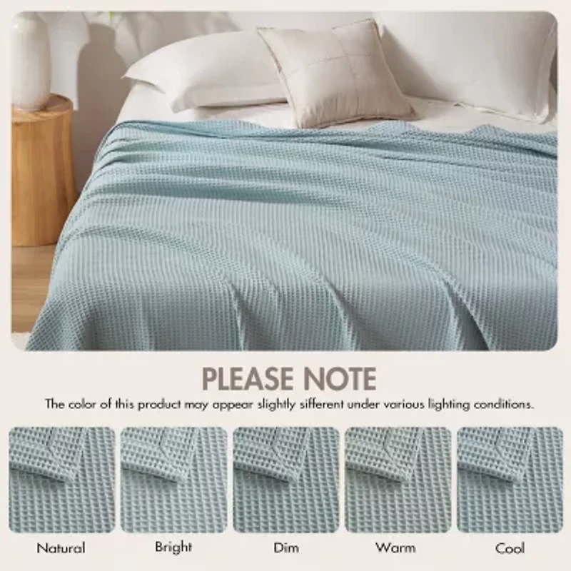 Madison Park Waffle Weave Cotton Lightweight Blanket