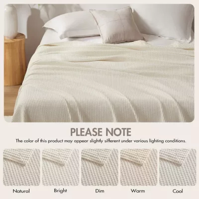 Madison Park Waffle Weave Cotton Lightweight Blanket