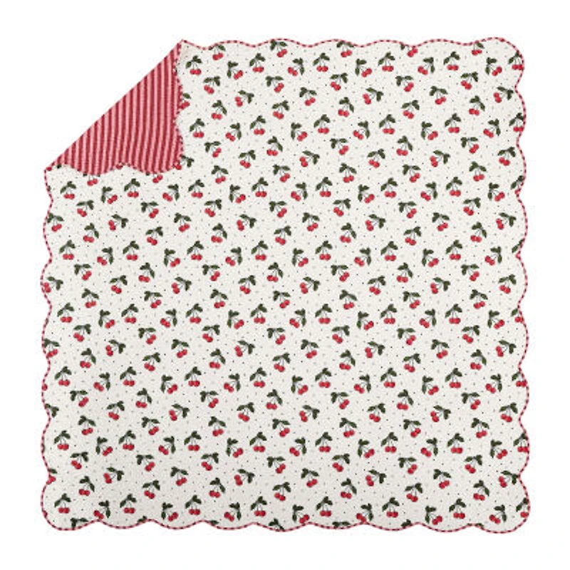 Modern Heirloom Cherry Scalloped Reversible Quilt Set