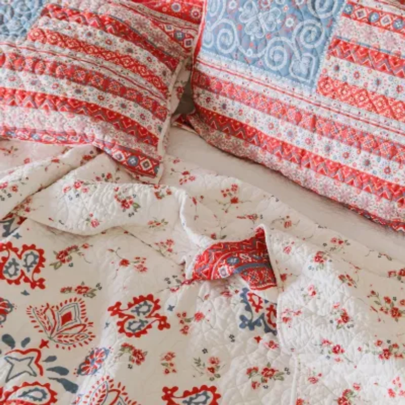 JUNK GYPSY Boho Americana Cotton Reversible Quilt Set