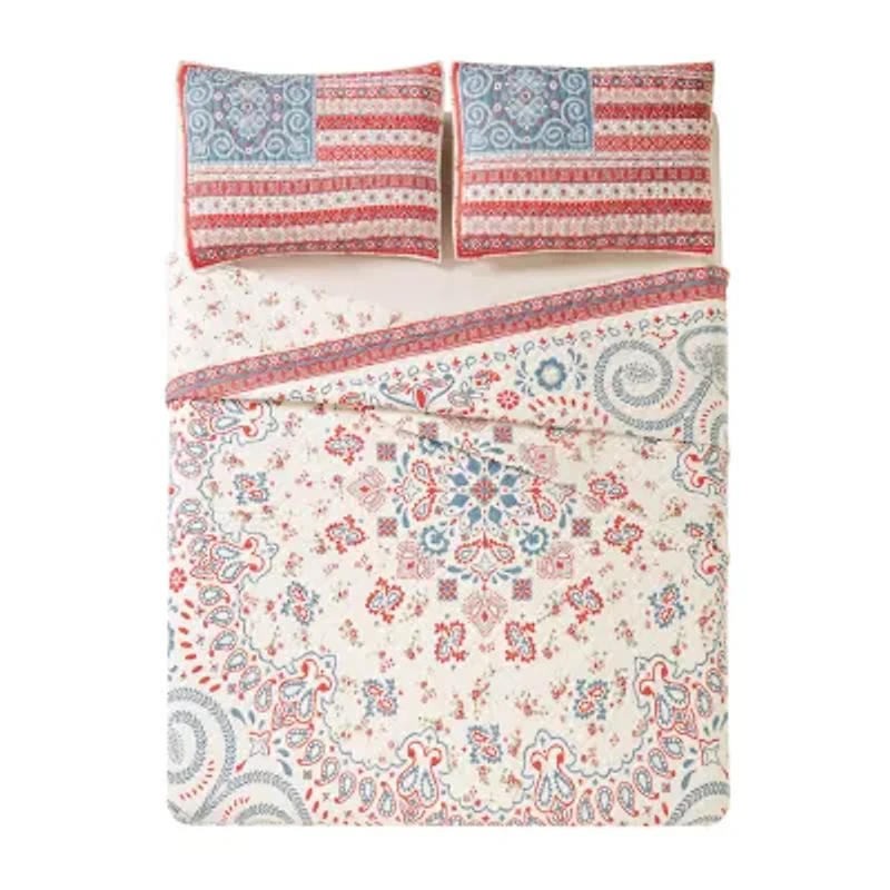 JUNK GYPSY Boho Americana Cotton Reversible Quilt Set
