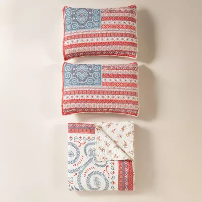 JUNK GYPSY Boho Americana Cotton Reversible Quilt Set