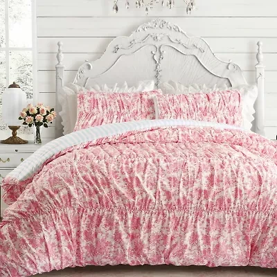 JUNK GYPSY Fancy Toile Ruched Reversible Comforter Set