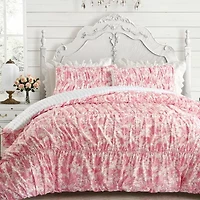 JUNK GYPSY Fancy Toile Ruched Reversible Comforter Set