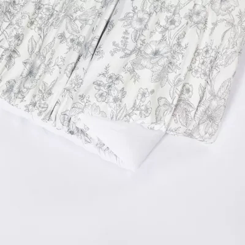 Modern Heirloom Floral Toile Ruched Reversible Comforter Set