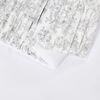 Modern Heirloom Floral Toile Ruched Reversible Comforter Set
