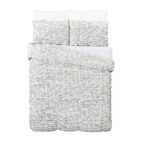 Modern Heirloom Floral Toile Ruched Reversible Comforter Set