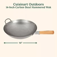 Cuisinart Outdoors Carbon Steel Hammered 14" Round Wok