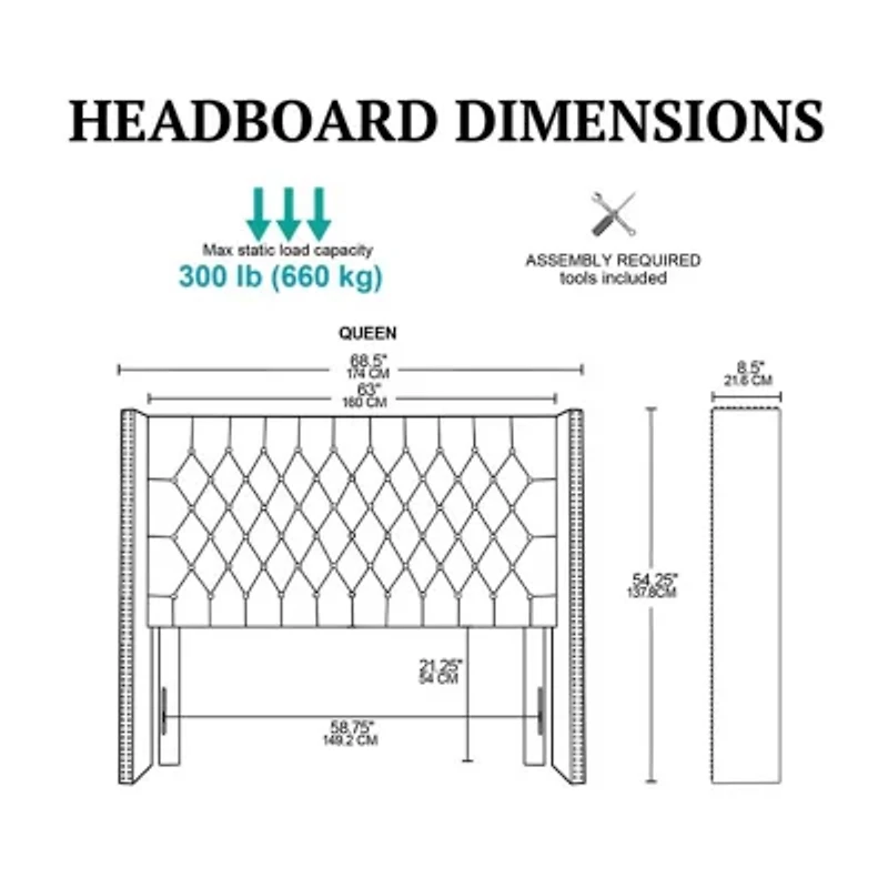 Madison Park Baldwin Queen Upholstered Tufted Headboard