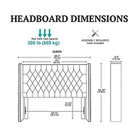 Madison Park Baldwin Queen Upholstered Tufted  Headboard