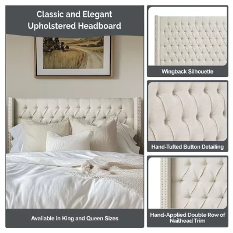Madison Park Baldwin Queen Upholstered Tufted Headboard