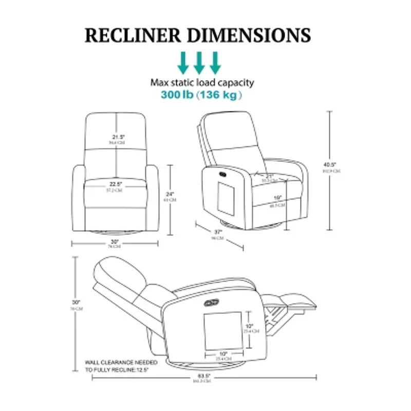 INK+IVY Curved Slope-Arm Recliner