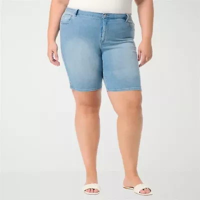 Gloria Vanderbilt Amanda Womens 10" Plus Denim Short