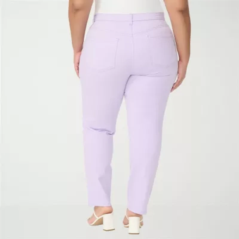 Gloria Vanderbilt Amanda Womens Plus High Rise Stretch Fabric Straight Leg Jean