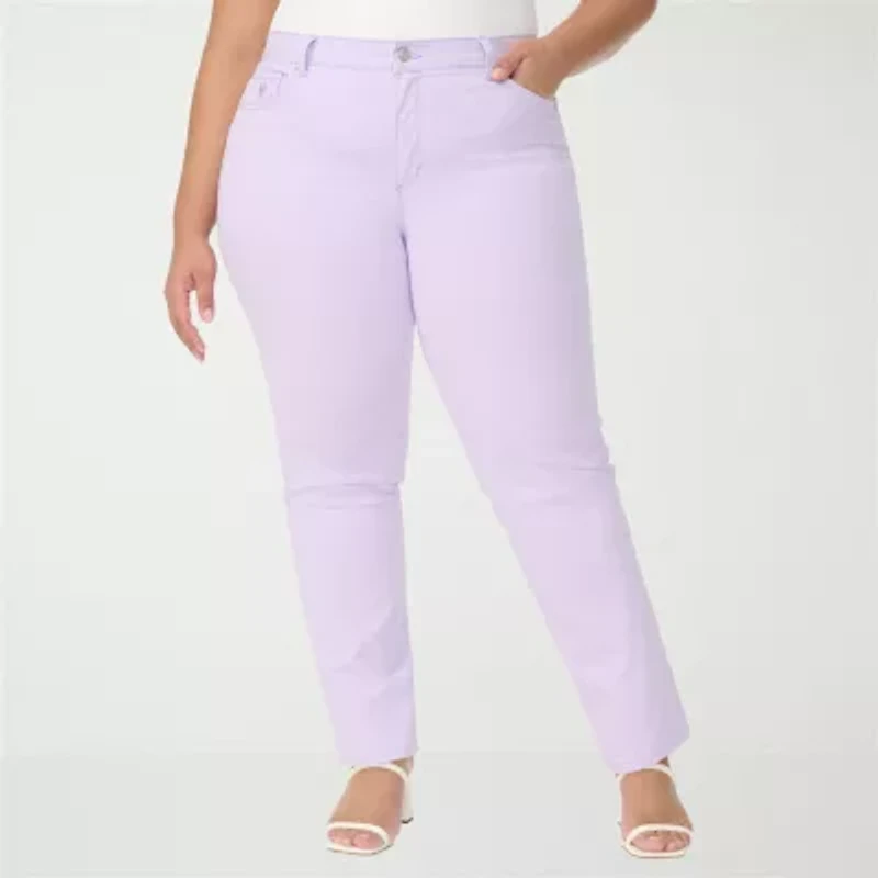 Gloria Vanderbilt Amanda Womens Plus High Rise Stretch Fabric Straight Leg Jean