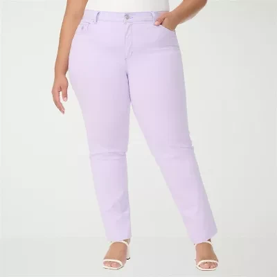 Gloria Vanderbilt Amanda Womens Plus High Rise Stretch Fabric Straight Leg Jean