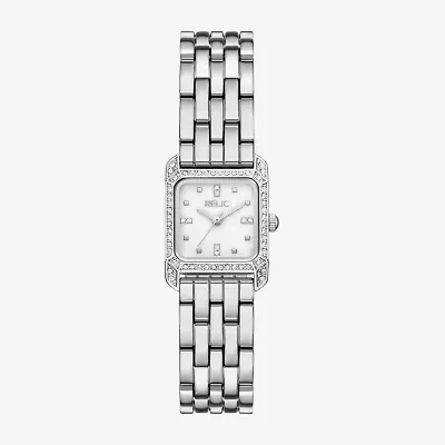 Relic By Fossil Womens Crystal Accent Silver Tone Bracelet Watch Zr34675