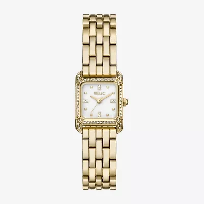 Relic By Fossil Womens Crystal Accent Gold Tone Bracelet Watch Zr34673