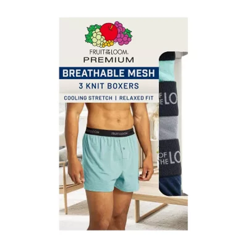 Fruit of the Loom Breathable Mens 3 Pack Boxers Pi3bp540