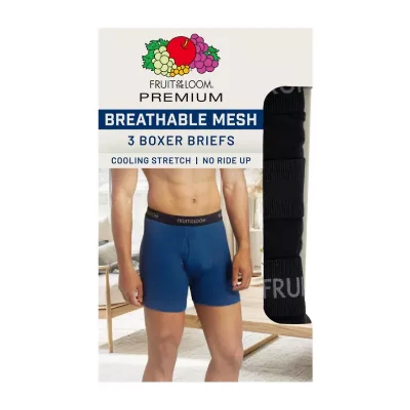 Fruit of the Loom Breathable Mens 3 Pack Boxers Pi3bp540