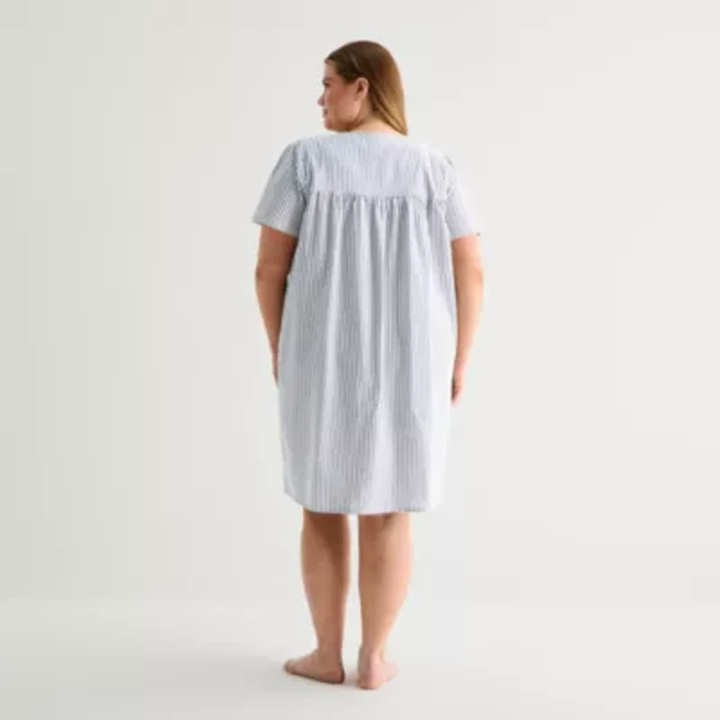 Adonna Womens Plus Short Sleeve Mid Length Robe