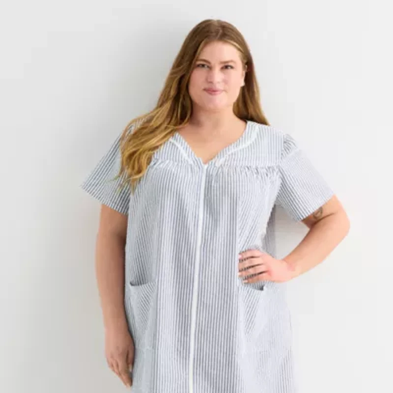 Adonna Womens Plus Short Sleeve Mid Length Robe