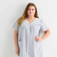 Adonna Womens Plus Short Sleeve Mid Length Robe