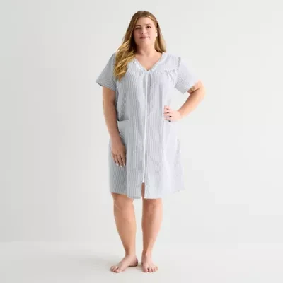 Adonna Womens Plus Short Sleeve Mid Length Robe