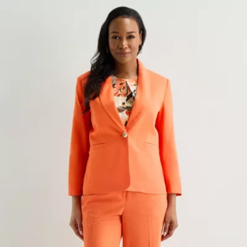 Black Label by Evan-Picone Linen Womens Classic Fit Suit Jacket