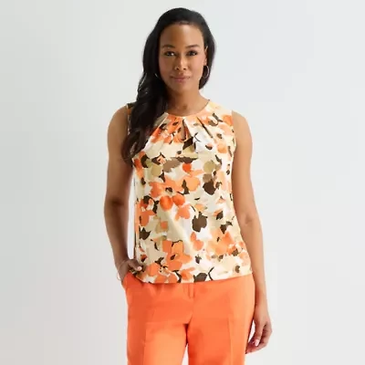 Black Label by Evan-Picone Womens Keyhole Neck Sleeveless Blouse