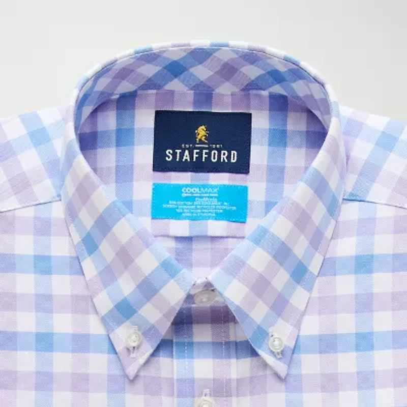 Stafford Coolmax All Season Ecomade Oxford Mens Slim Fit Stretch Fabric Wrinkle Free Long Sleeve Dress Shirt