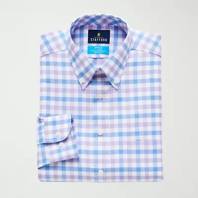 Stafford Coolmax All Season Ecomade Oxford Mens Slim Fit Stretch Fabric Wrinkle Free Long Sleeve Dress Shirt
