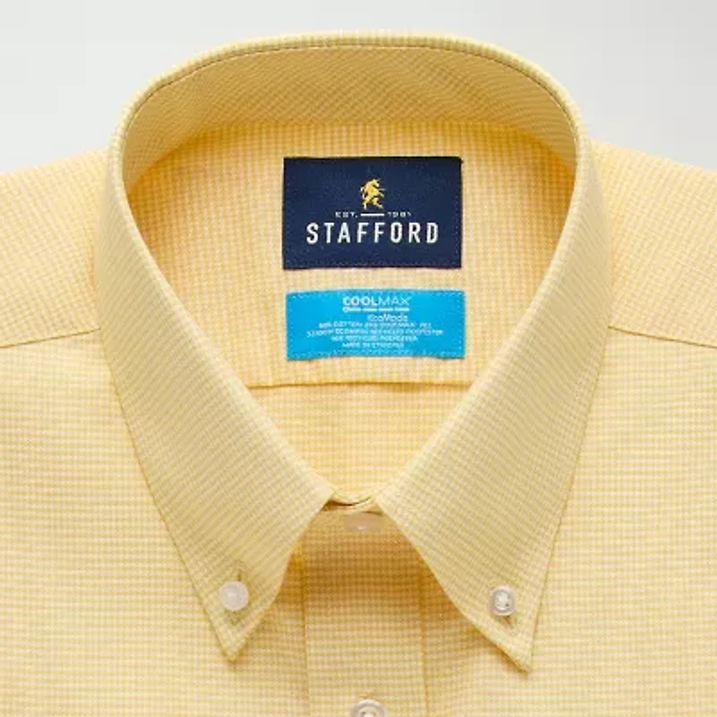 Stafford Coolmax All Season Ecomade Oxford Mens Slim Fit Stretch Fabric Wrinkle Free Long Sleeve Dress Shirt