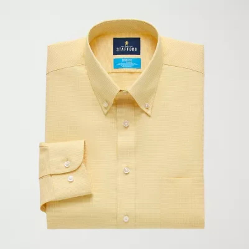 Stafford Coolmax All Season Ecomade Oxford Mens Slim Fit Stretch Fabric Wrinkle Free Long Sleeve Dress Shirt