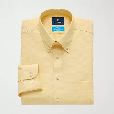 Stafford Coolmax All Season Ecomade Oxford Mens Slim Fit Stretch Fabric Wrinkle Free Long Sleeve Dress Shirt