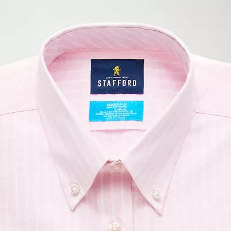 Stafford Coolmax All Season Ecomade Oxford Mens Slim Fit Stretch Fabric Wrinkle Free Long Sleeve Dress Shirt
