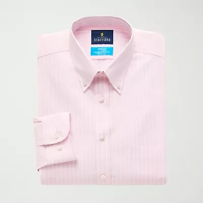 Stafford Coolmax All Season Ecomade Oxford Mens Slim Fit Stretch Fabric Wrinkle Free Long Sleeve Dress Shirt