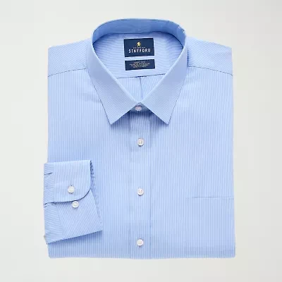 Stafford Smart Tech Mens Regular Fit Stretch Fabric Wrinkle Free Long Sleeve Dress Shirt