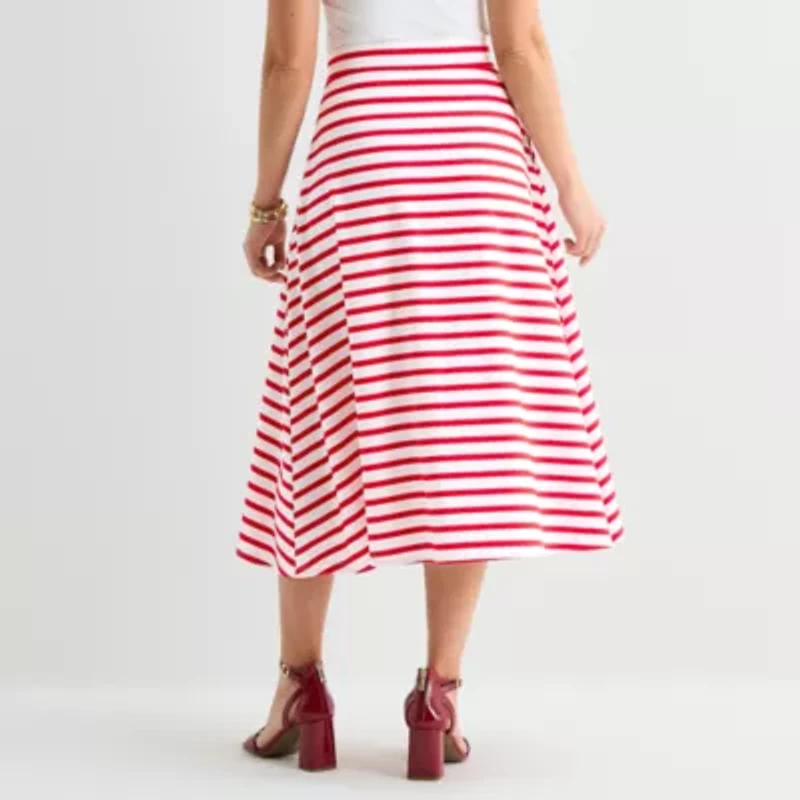 Liz Claiborne Womens Mid Rise Midi A-Line Skirt