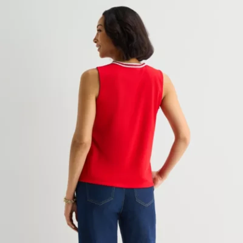 Liz Claiborne Womens V Neck Sleeveless Blouse